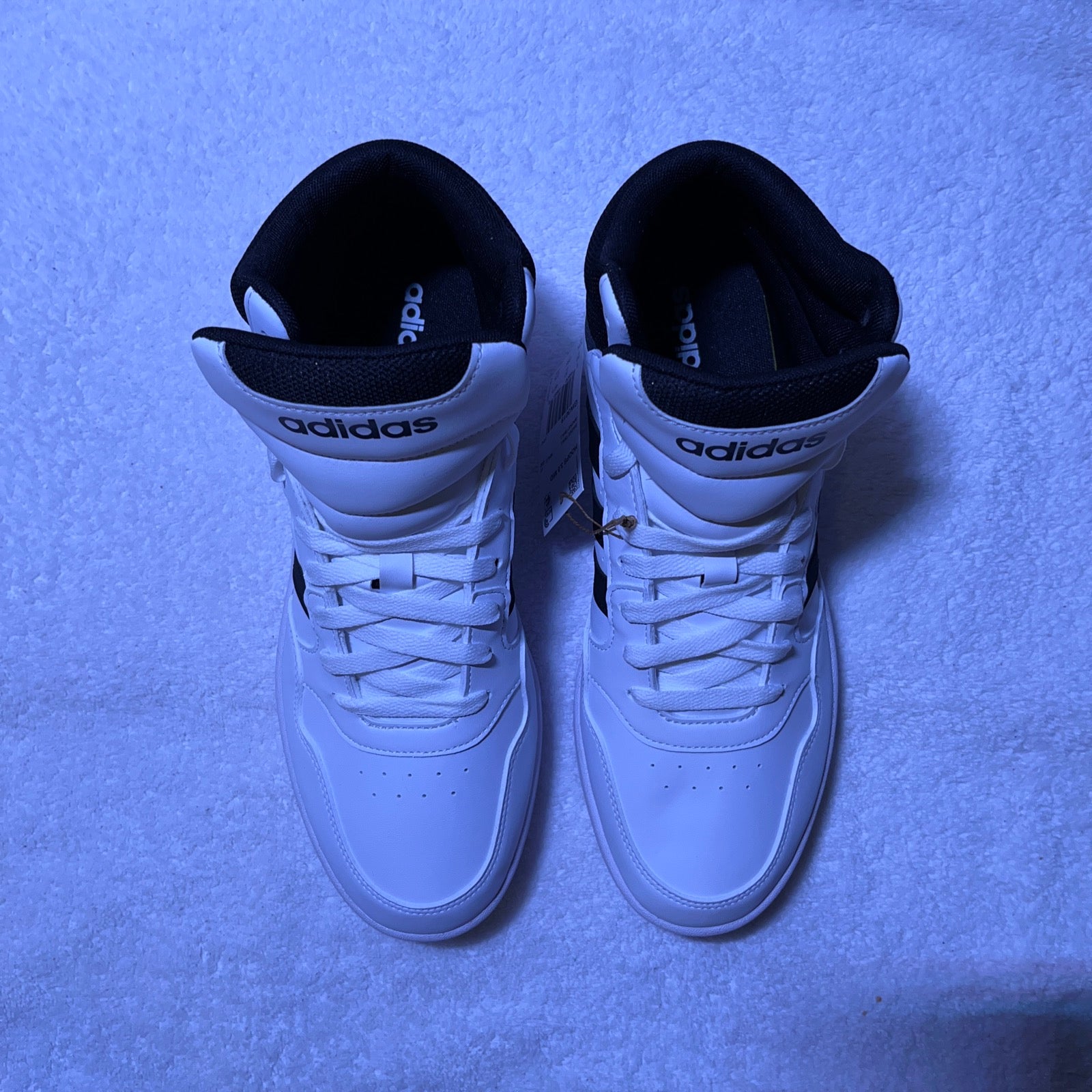 10.5M Adidas Hoops 3.0 Mid White/Black Stripes (GW3019)