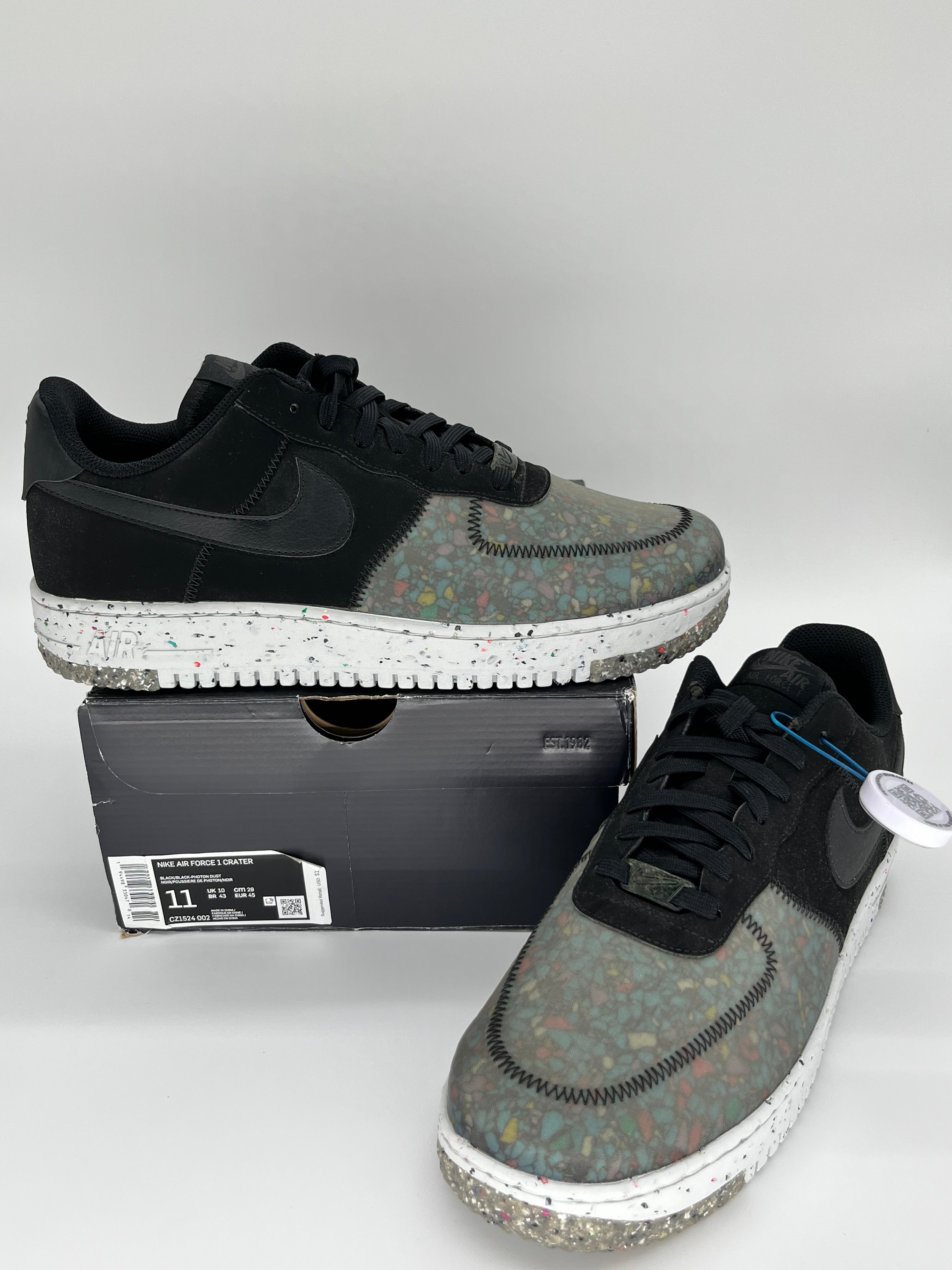 11M Nike AirForce 1 Crater Pure Platinum/Barely Volt & Black/Black-Photon Dust (CZ1524-001 & CZ1524-002 Bundle)