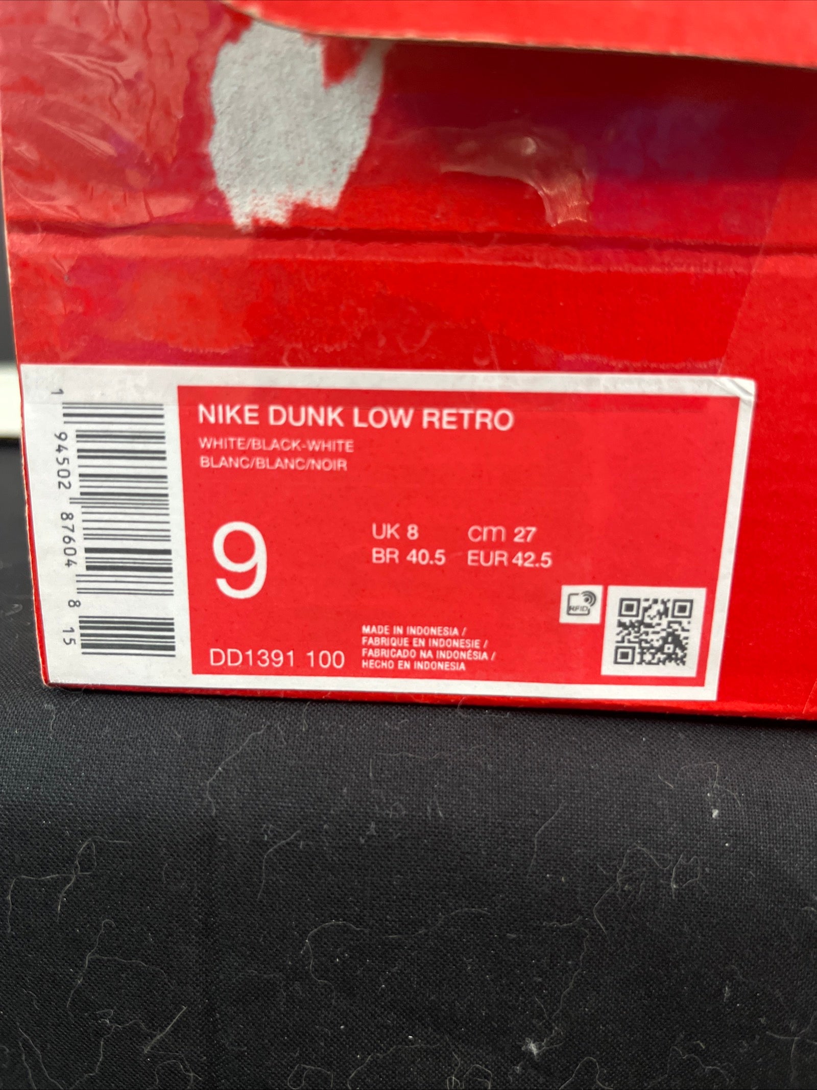 9M Nike Dunk Low White/Black-White (DD1391-100)