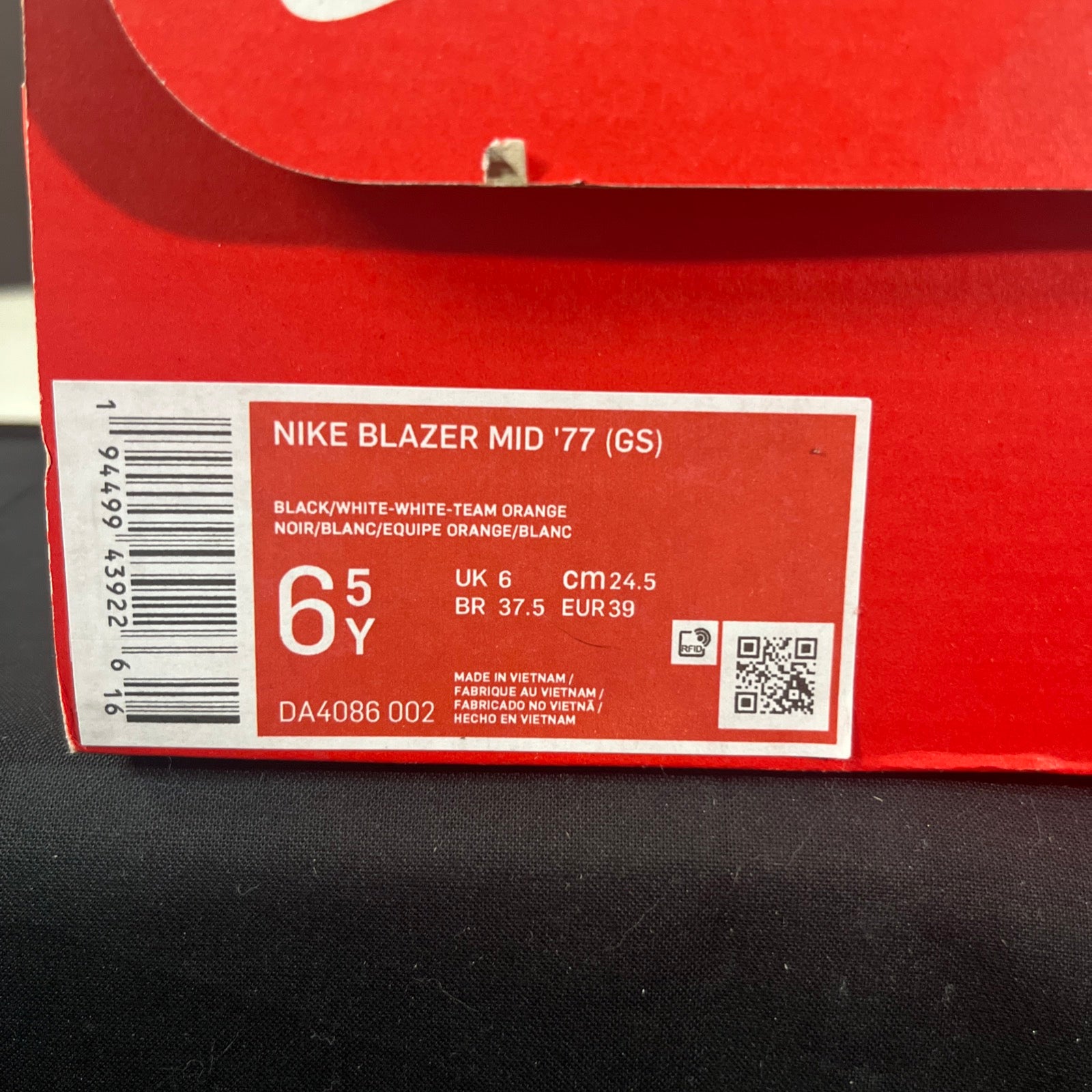6.5Y Nike Blazer Mid '77 GS Black/White (DA4086-002)