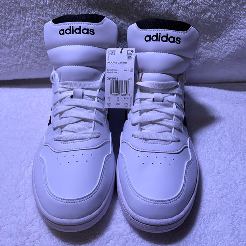 10.5M Adidas Hoops 3.0 Mid White/Black Stripes (GW3019)
