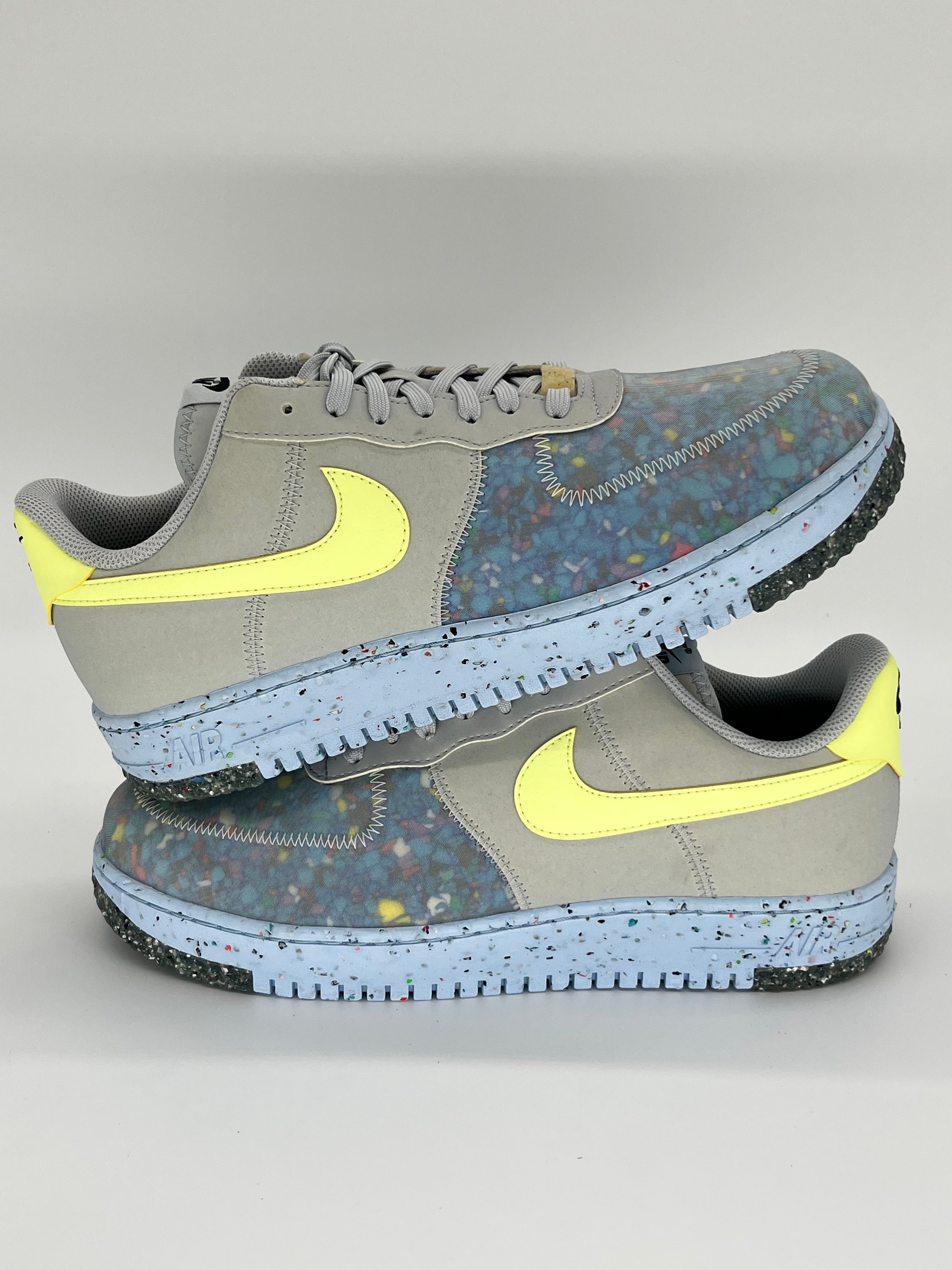 11M Nike AirForce 1 Crater Pure Platinum/Barely Volt & Black/Black-Photon Dust (CZ1524-001 & CZ1524-002 Bundle)