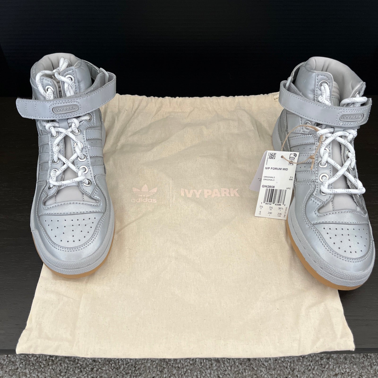 6 M/W Adidas Forum Mid Ivy Icy Park Silver Metallic Reflective (GW2858)