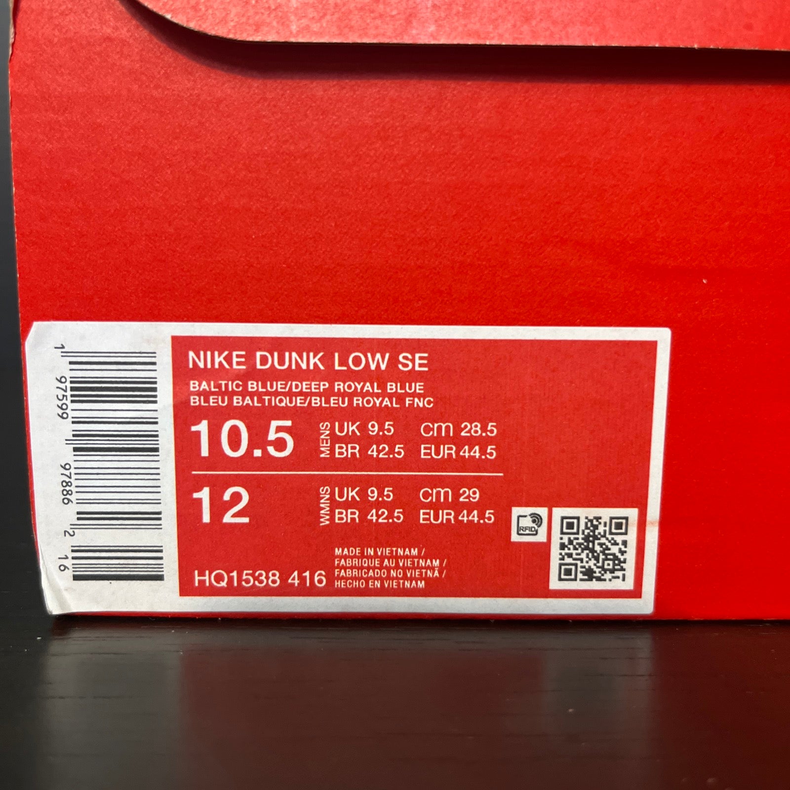 10.5M Nike Dunk Low SE "Baltic Blue/Deep Royal Blue/Orange" (HQ1538-416)