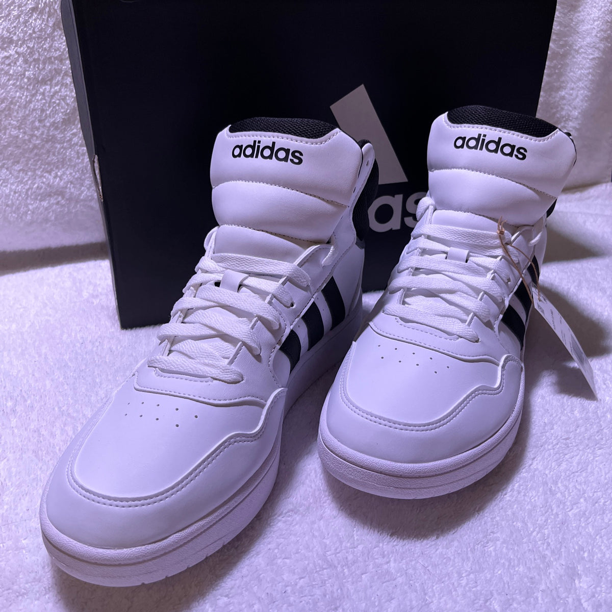 10.5M Adidas Hoops 3.0 Mid White/Black Stripes (GW3019)