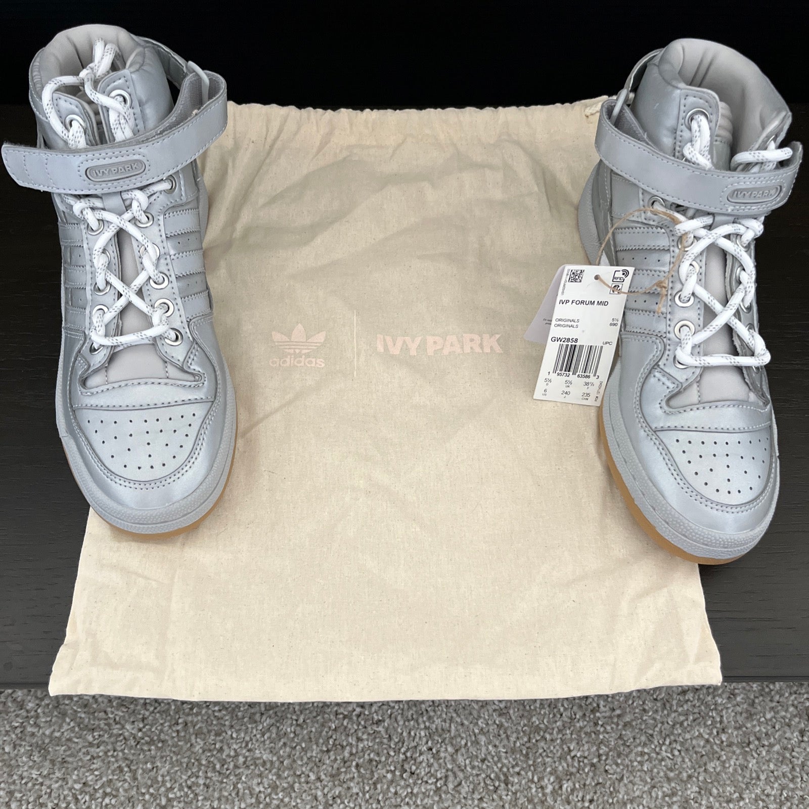 6 M/W Adidas Forum Mid Ivy Icy Park Silver Metallic Reflective (GW2858)