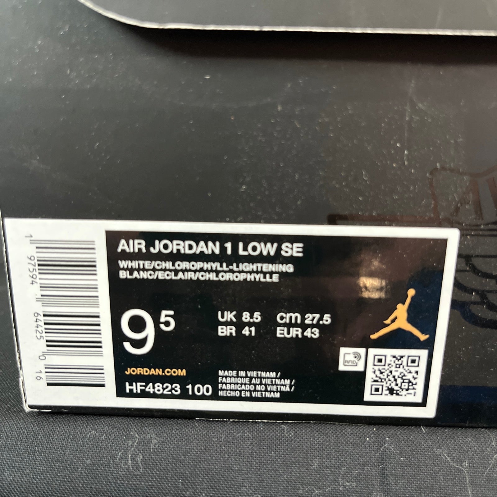 9.5M Nike Air Jordan 1 SE Low White/Chlorophyll-Lightning (HF4823-100)