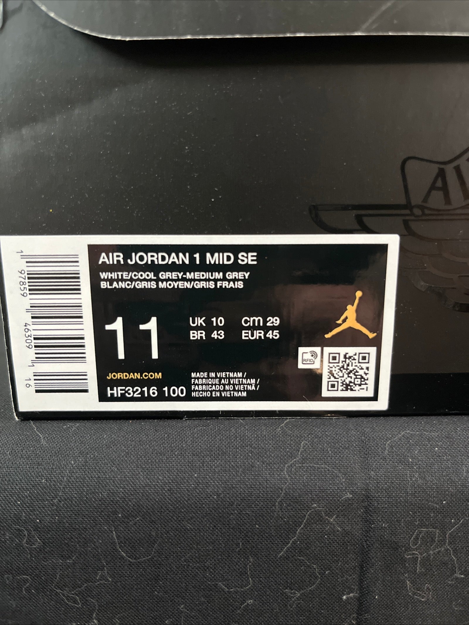 11M Nike Air Jordan 1 SE Mid Patent White/Cool Grey-Medium Grey (HF3216-100)