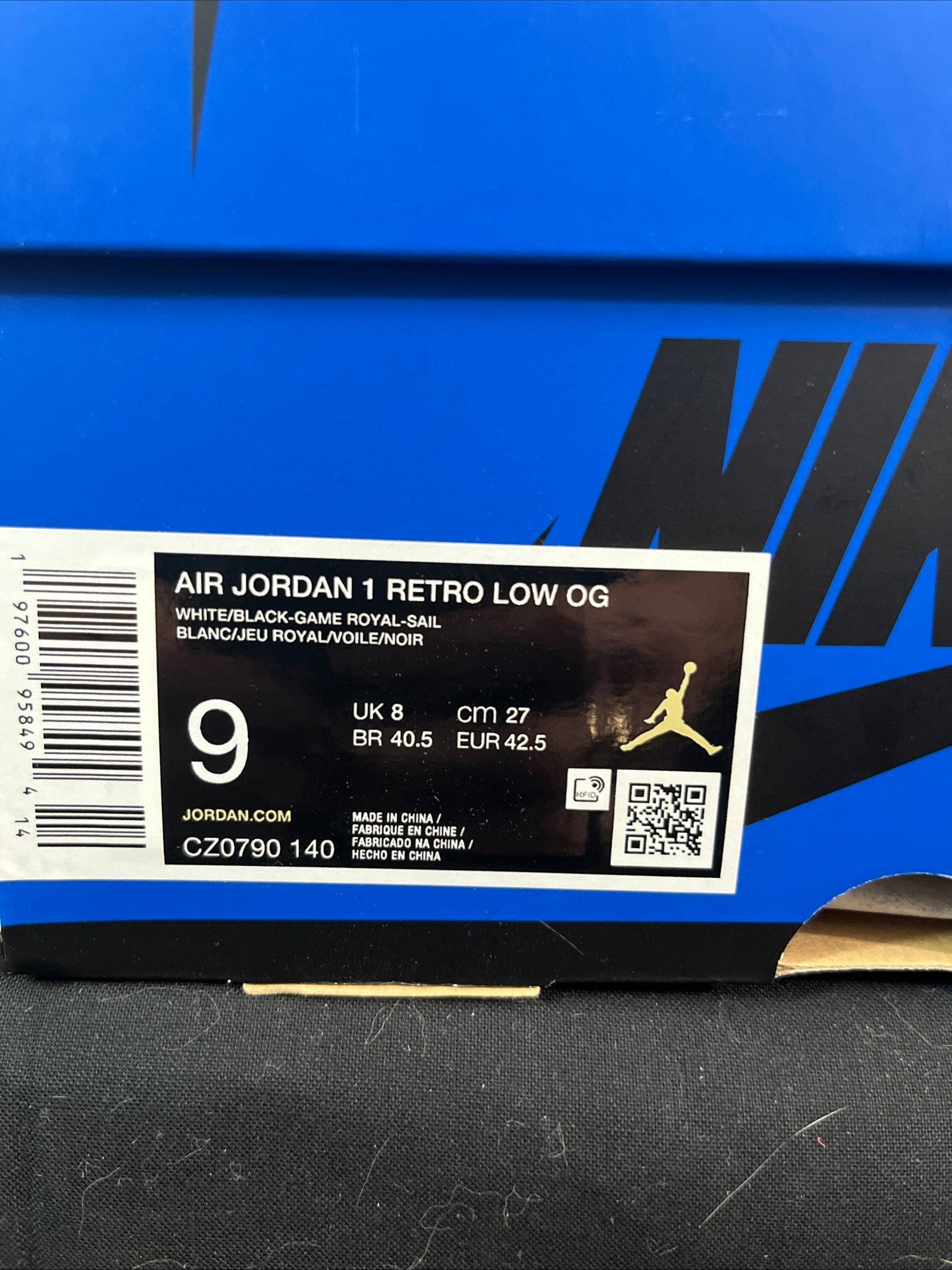 9M Nike Air Jordan 1 Retro OG White/Black-Game Royal-Sail (CZ0790-140)