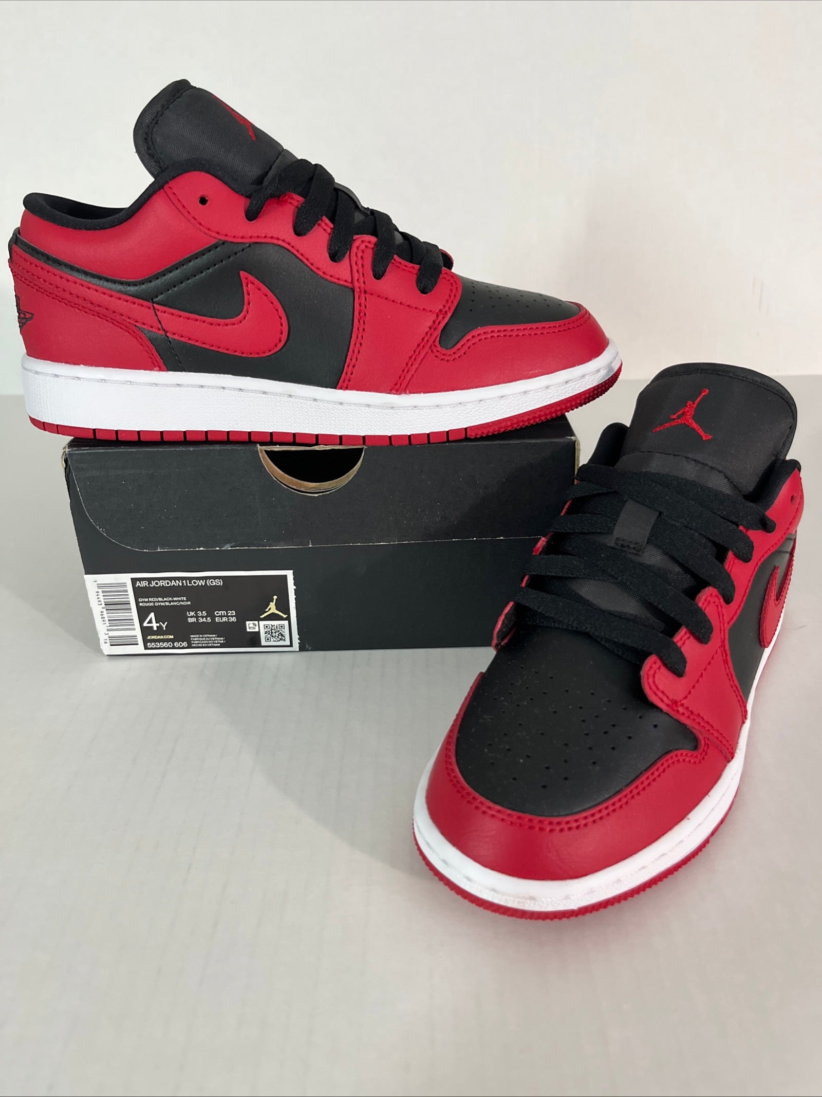 4Y Nike Air Jordan 1 Low Reverse Bred Gym Red/Black-White (553560-606)