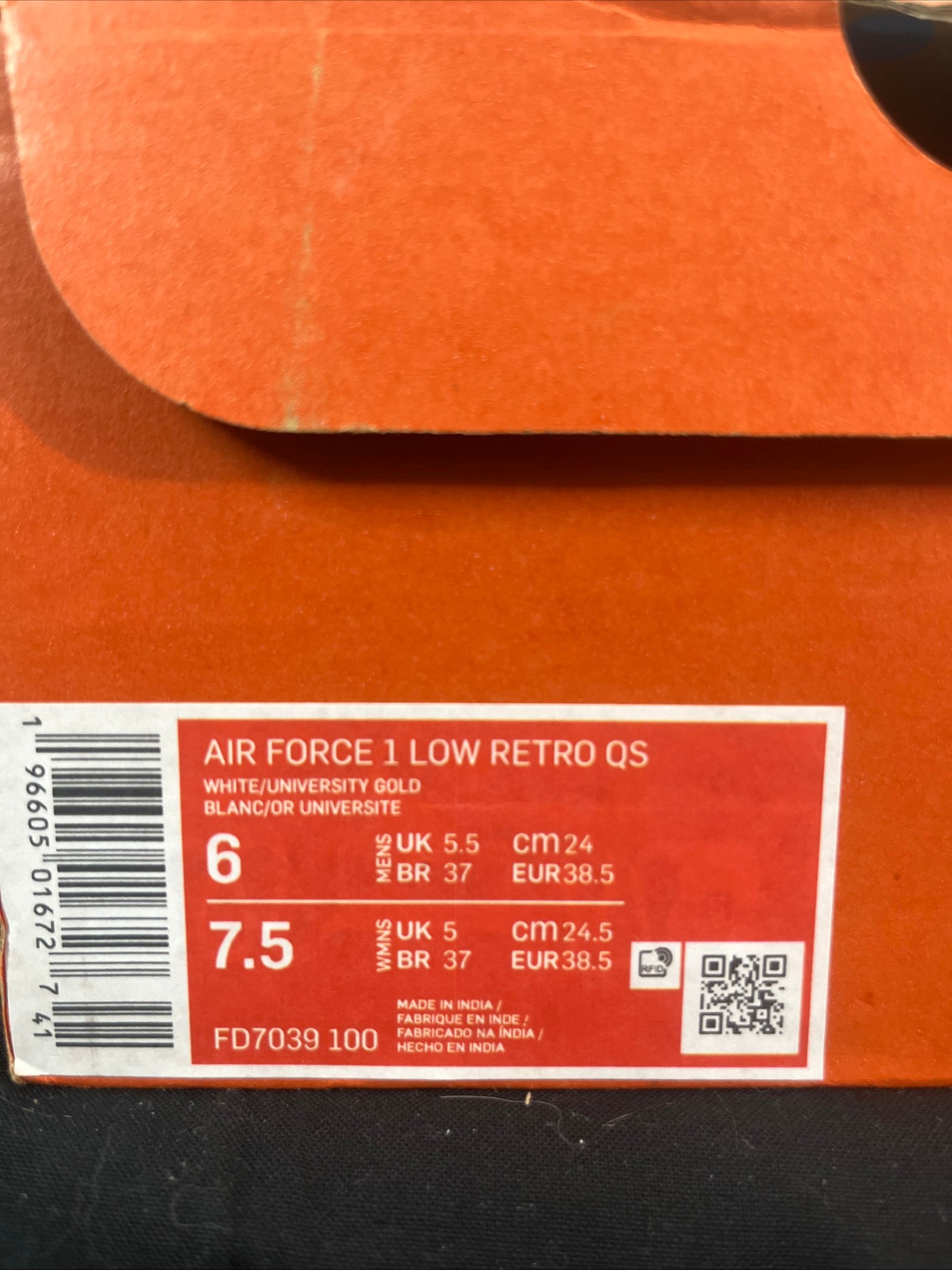 6M/7.5W Nike Air Force 1 Low Retro QS (FD7039-100)