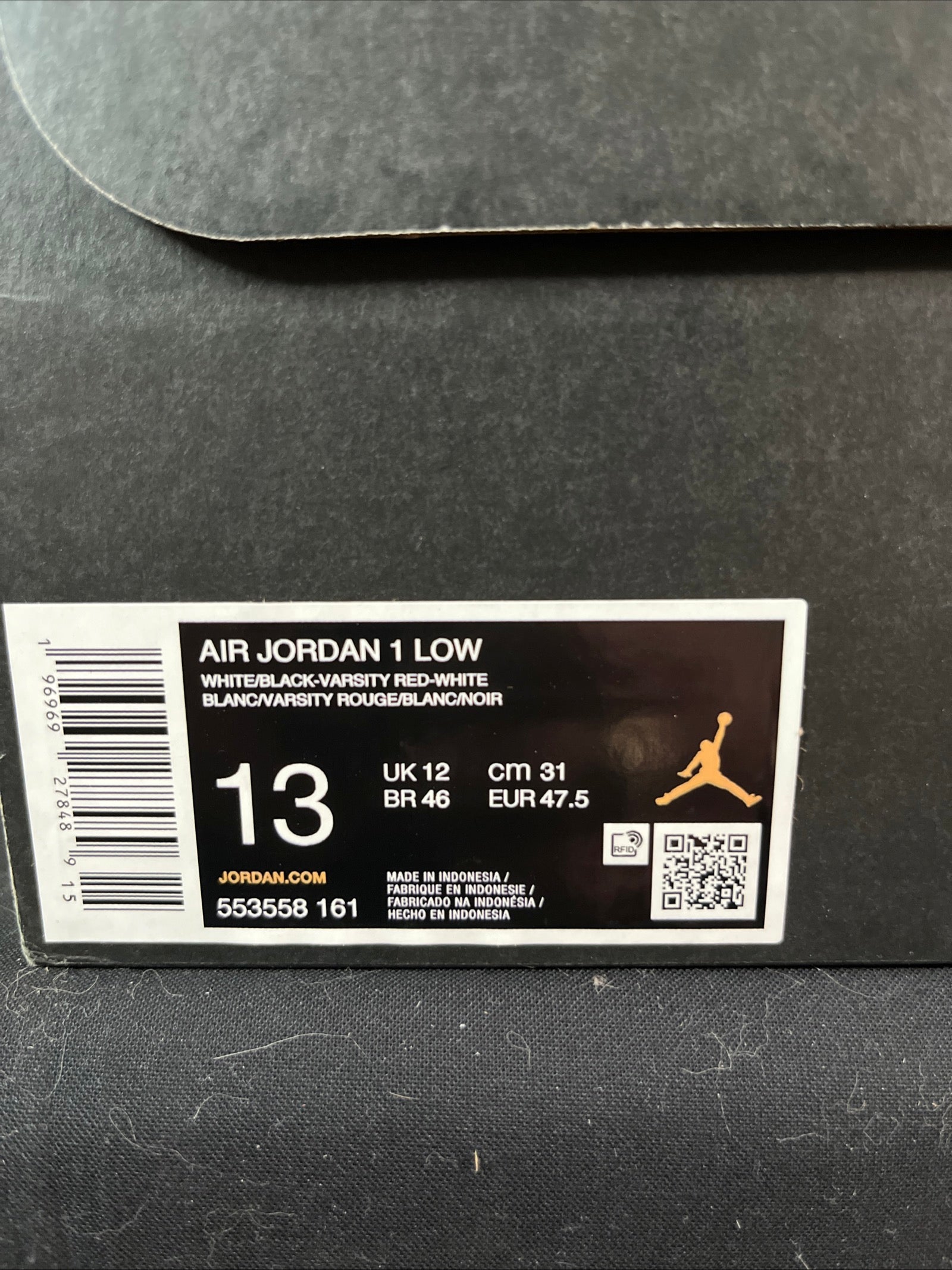 13M Nike Air Jordan 1 Low Bred Toe 2.0 White/Black-Varsity Red-White (553558-161)