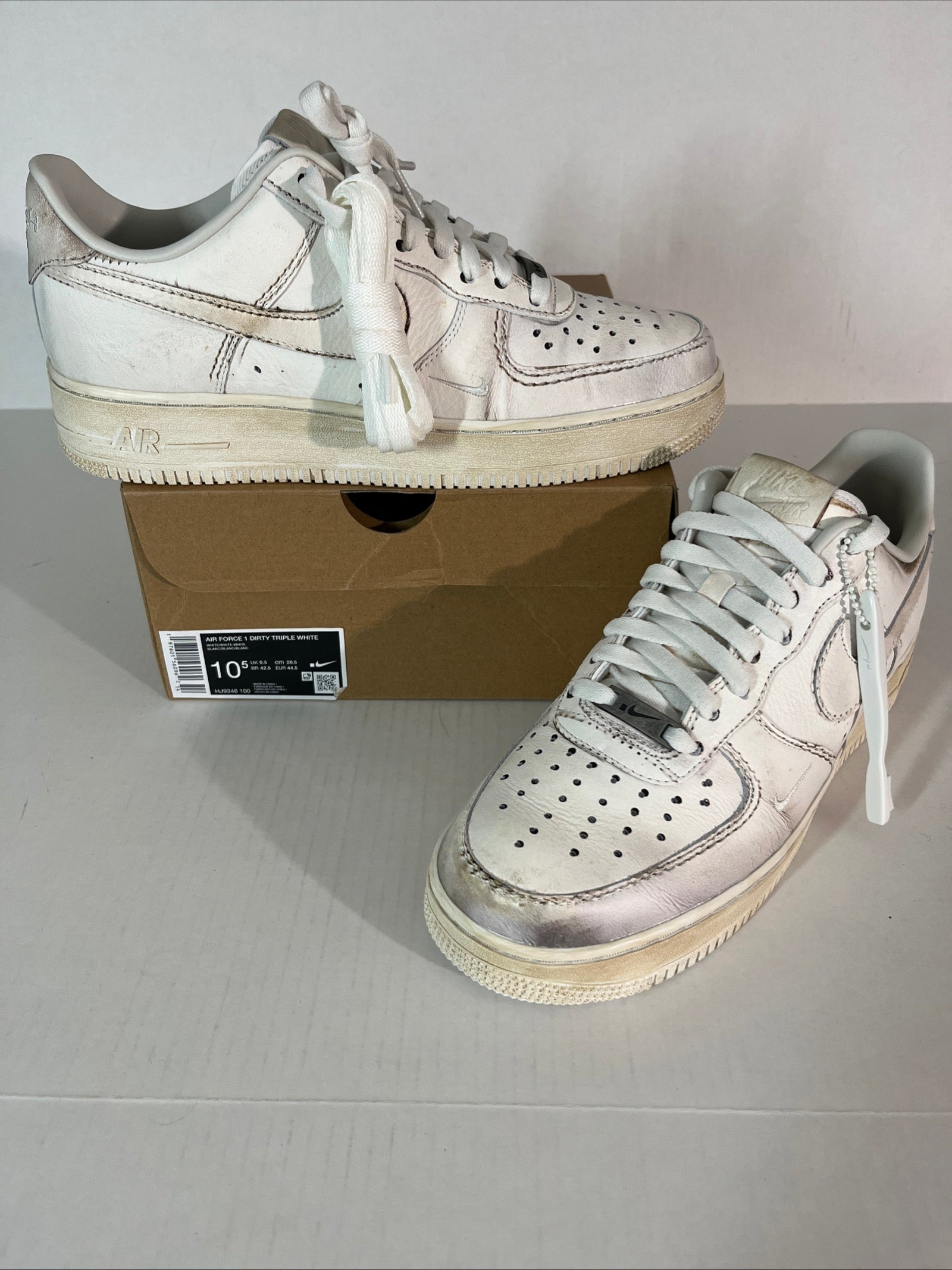 10.5M Nike Air Force 1 Low Smoke and Mirrors Pack-Dirty Triple White (HJ9346-100)