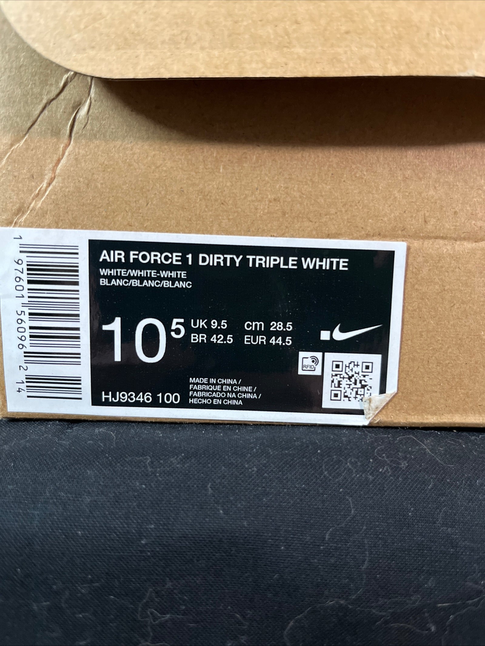 10.5M Nike Air Force 1 Low Smoke and Mirrors Pack-Dirty Triple White (HJ9346-100)